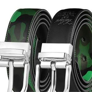 Falari Men’s Reversible Dress Belt Green Black Camouflage 9023 GRN CAMO XL New